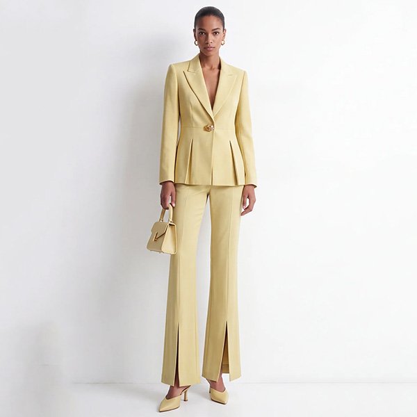 Women Suits - Yellow Pleated 2-Piece | Zapaka