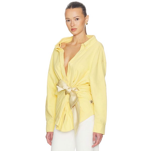 AREA Satin Knot Shirt | Cotton Oxford Bow