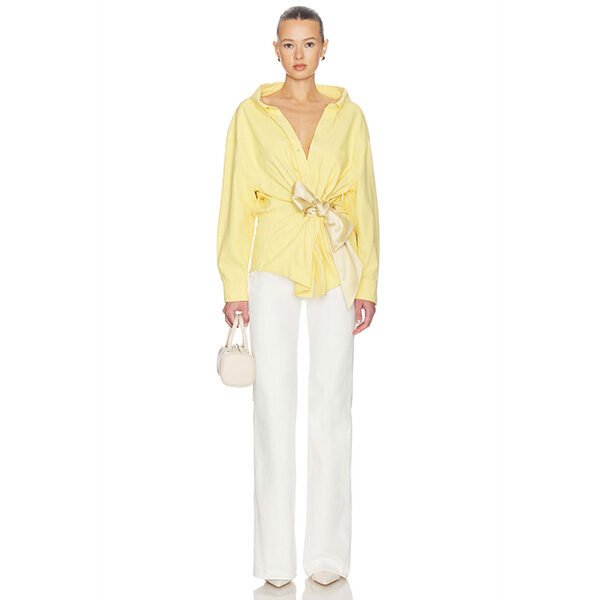 AREA Satin Knot Shirt | Cotton Oxford Bow