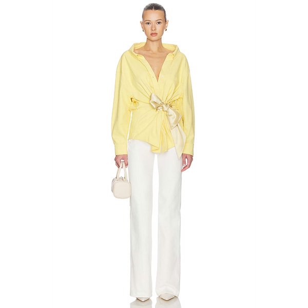 AREA Satin Knot Shirt | Cotton Oxford Bow