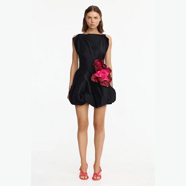 Acler Falldon Mini Dress | Black Satin