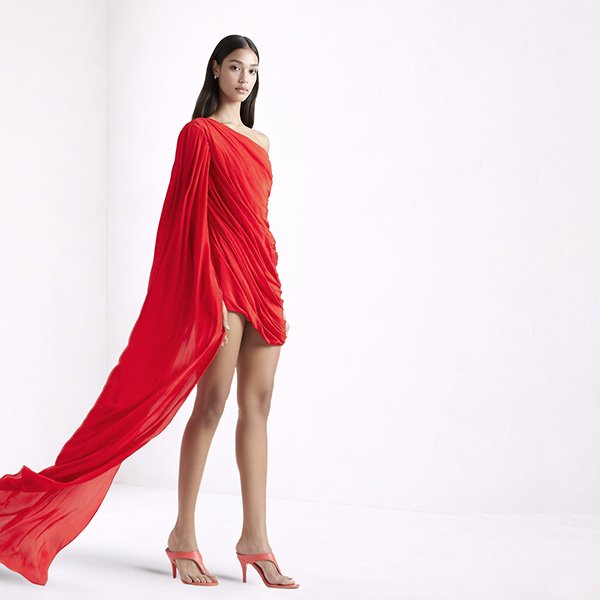 Deme Anna Dress | Hibiscus One Shoulder