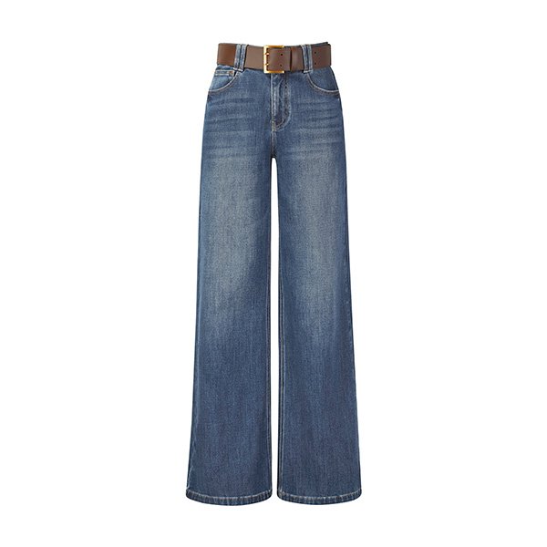 Flared palazzo jeans by Goelia1995 in Mid Denim with lyocell cotton blend