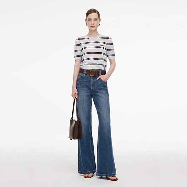 Flared palazzo jeans by Goelia1995 in Mid Denim with lyocell cotton blend