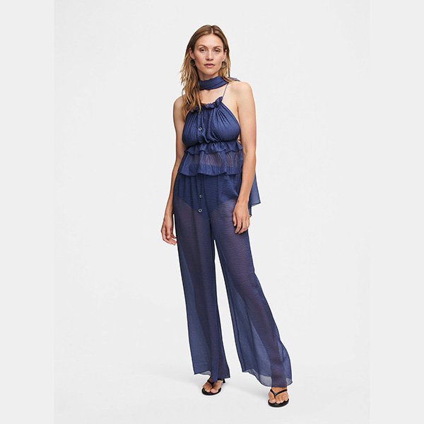 HANNE BLOCH Square Top | Navy Silk