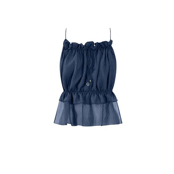 HANNE BLOCH Square Top | Navy Silk