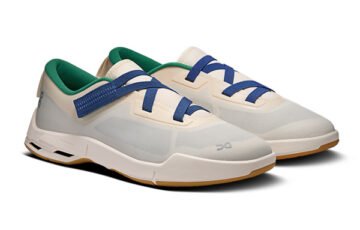 "On Running Cloudnova Moon women's shoe in Dew Spruce colorway from Zendaya collaboration, featuring elegant strap and sculpted sockliner design"