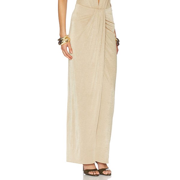 The Andamane Anja Skirt | Gold Velvet Maxi