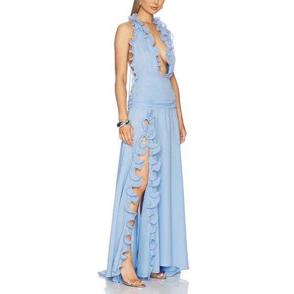 Ariella Dress - Baby Blue Halter | DELFI