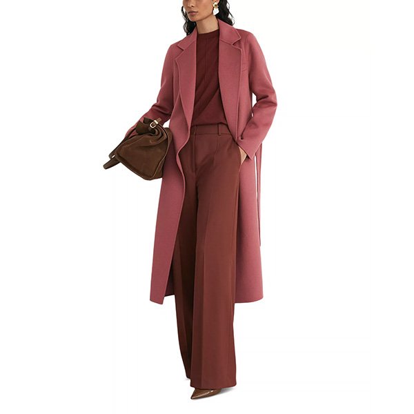 Belted Coat - Marlowe Pink Wool Blend | REISS