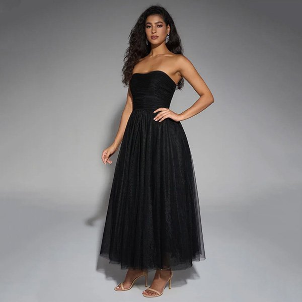 Black Tulle Dress - Hope Strapless Maxi | AW