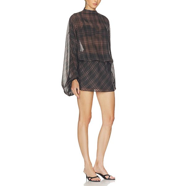 Brown Plaid Dress - Albany L'Academie Georgette
