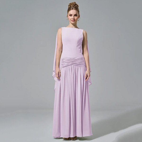 Chiffon Maxi Dress - Boris Lilac Cape Gown | AW