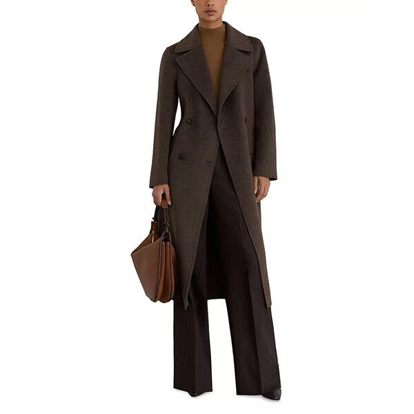 Double Breasted Coat - Rene Mocha Wool | REISS