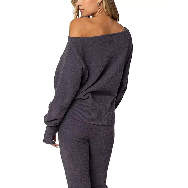 Off Shoulder Sweater - Plush Asymmetric | Edikted
