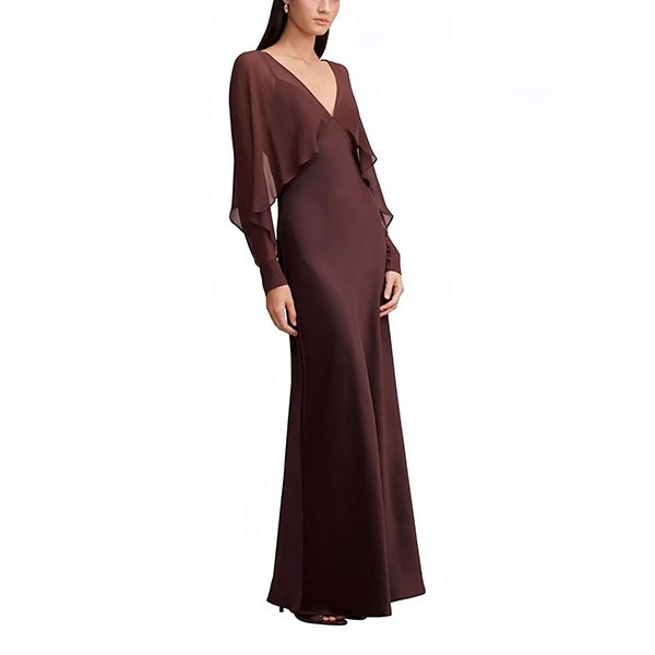Electra Dress - Cape Sleeve Maxi Chocolate | Ever New