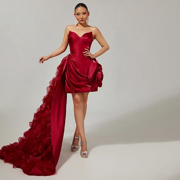 Homecoming Dress - Burgundy Ruffled | ZAPAKA