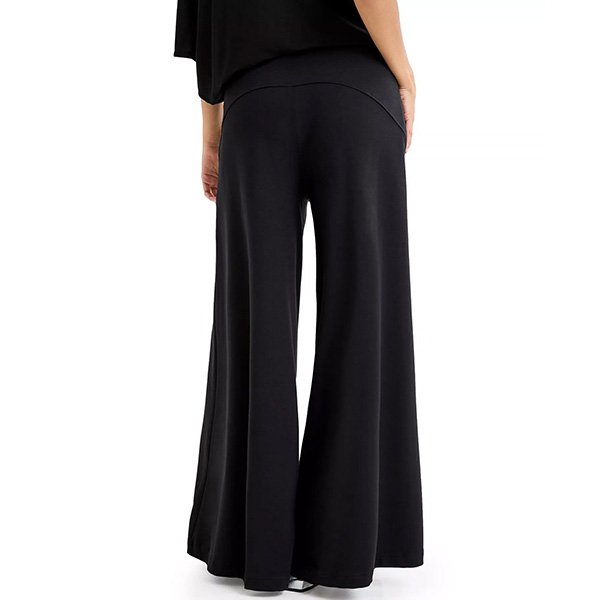 Hylan black wide leg pants back view showing pull-on design and comfort