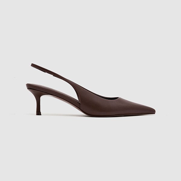 Kitten Heel Shoes - Carla Chocolate Slingback | REISS