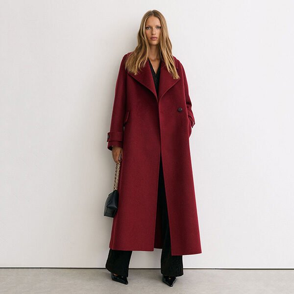 Long Coat - Alara Red Wool-Blend Blindseam