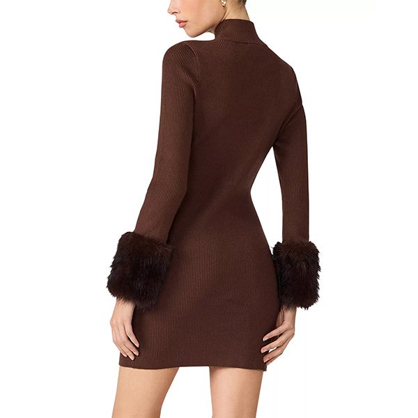 Mock Neck Dress - Riello Fur Trim Knit | Steve Madden