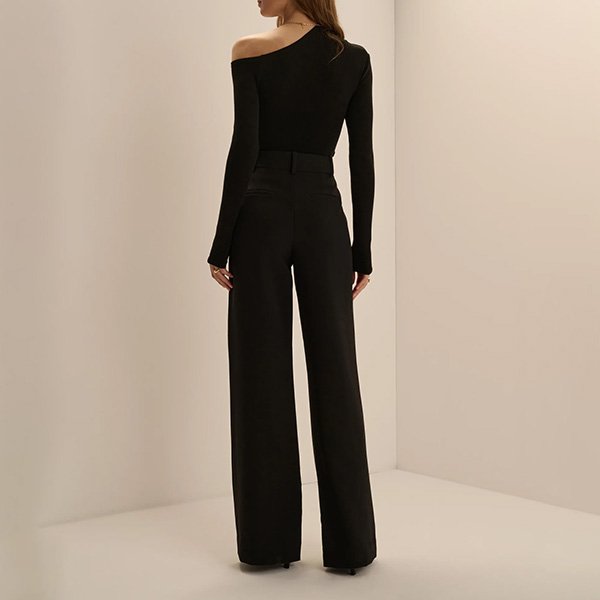 One Shoulder Top Favorite Daughter The Good Time Top back view showing asymmetrical neckline and long sleeves
