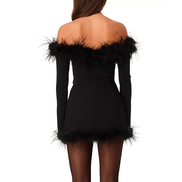 Penny off shoulder top back view showing bardot design and fitted silhouette