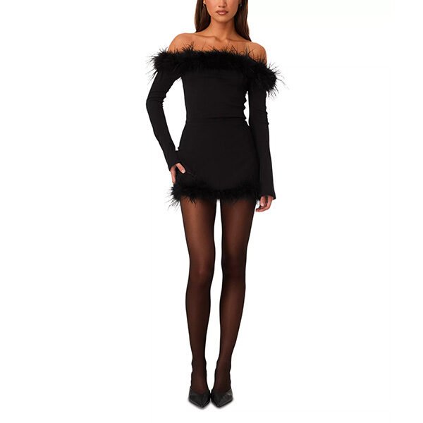 Off Shoulder Top - Penny Feather Black | SNDYS
