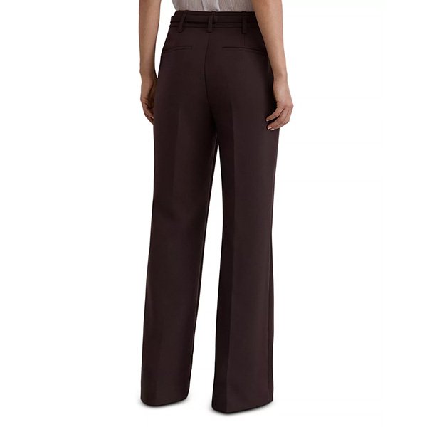 Petite Trousers REISS Leona Grape back view showing welt pockets and flare hem