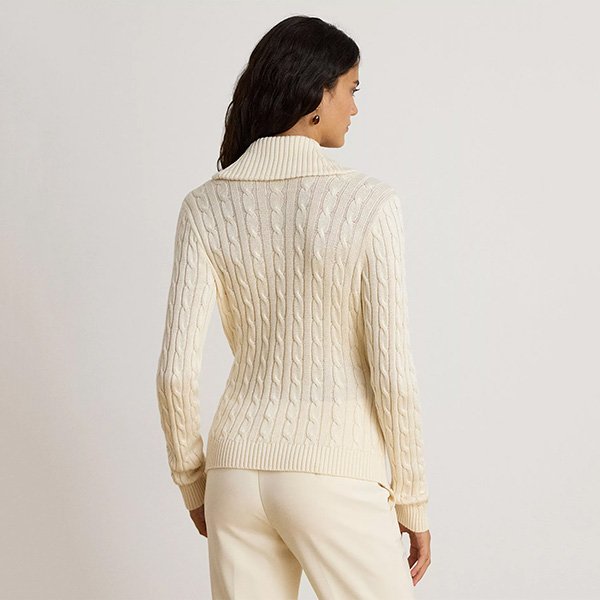 Shawl Collar Sweater - Cable Knit Cream | Ralph Lauren