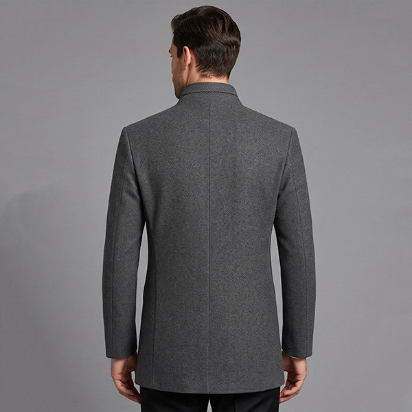 Stand Collar Blazer - Grey Single Breasted | ZAPAKA