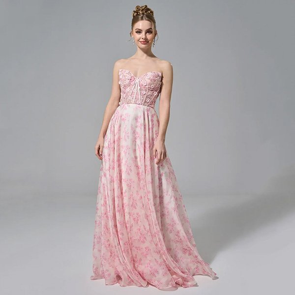Strapless Dress - Yolande Floral Gown | AW