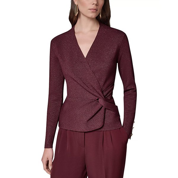 Sweater Top - Twisted Wrap Black Cherry
