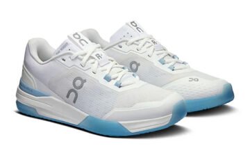 Tennis Shoes On Roger Advantage Pro White Chambray pair angled view