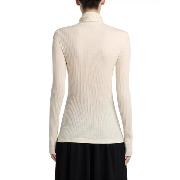 TOTEME ecru ribbed top back view showing slim fit and texture