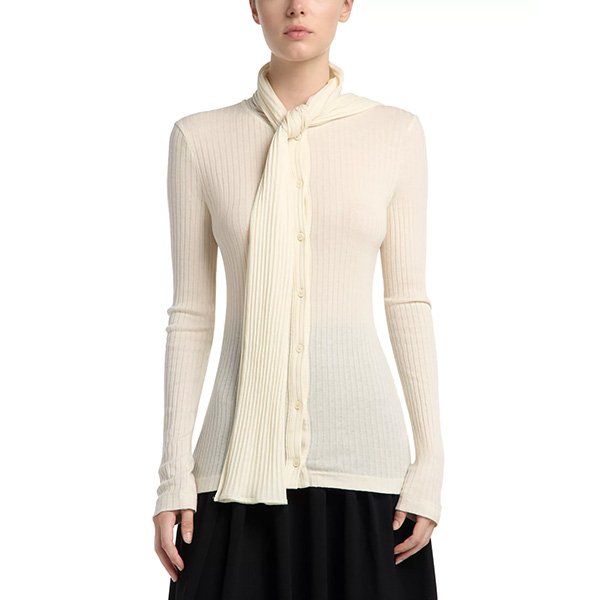 Scarf Top - Ribbed Jersey Ecru | TOTEME