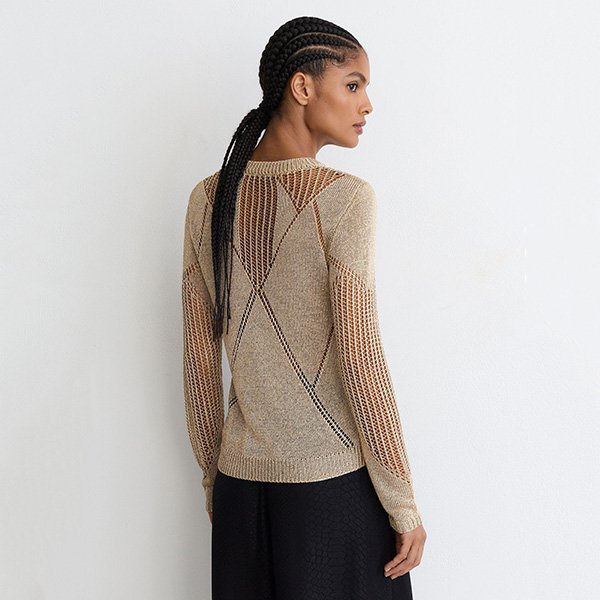 Venetia Sweater - Metallic Argyle | Reiss