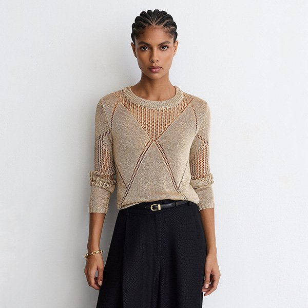 Venetia Sweater - Metallic Argyle | Reiss