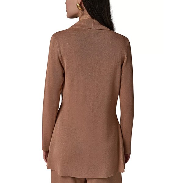 Waterfall Cardigan Donna Karan Camel rear view with smooth knit and long sleeves