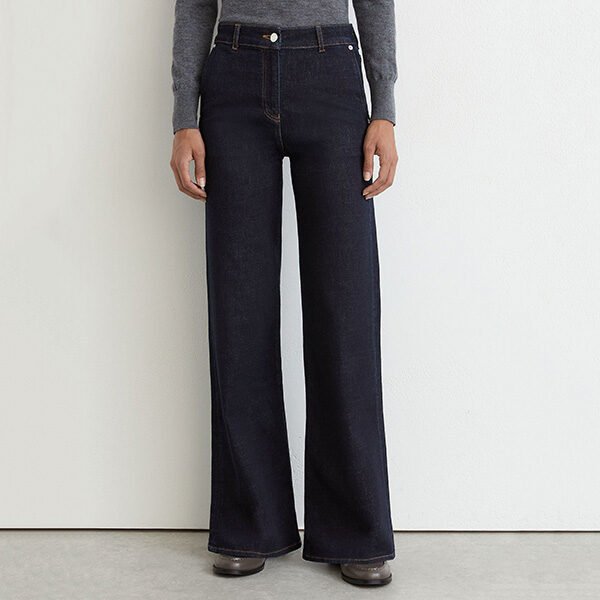 Wide Leg Jeans - Addie Dark Blue | REISS
