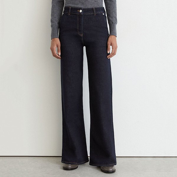 Wide Leg Jeans - Addie Dark Blue | REISS