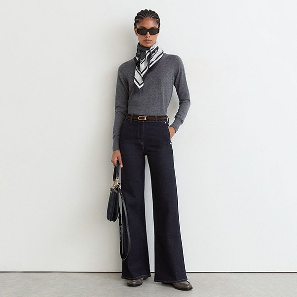 Wide Leg Jeans - Addie Dark Blue | REISS