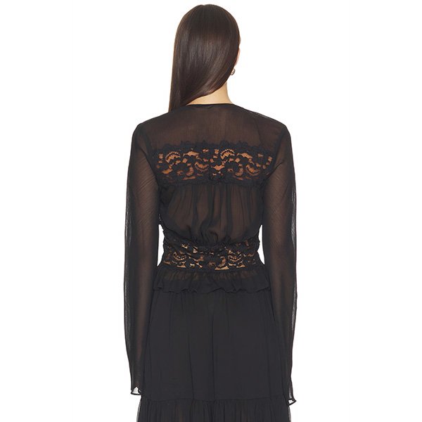 Arcina Ori Alessandra top in black with chiffon fabric and lace trim