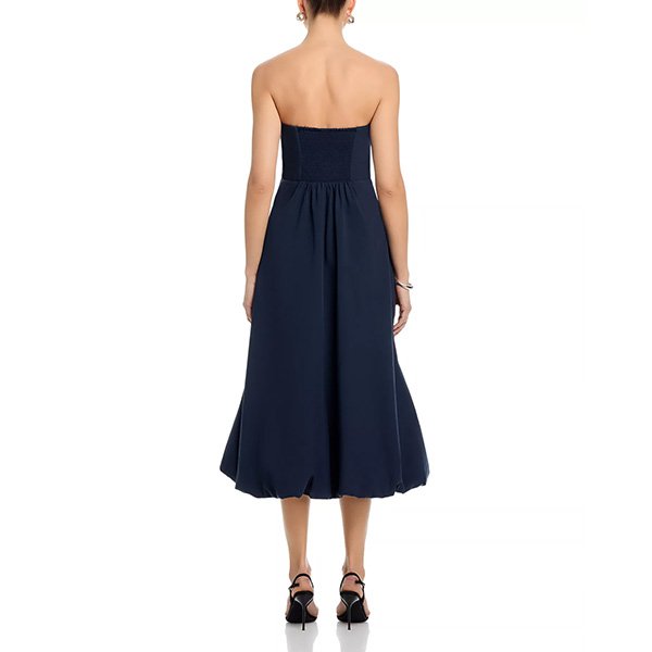 Ramy Brook Zaria midi dress in navy with tonal 3D appliqués and bubble hem