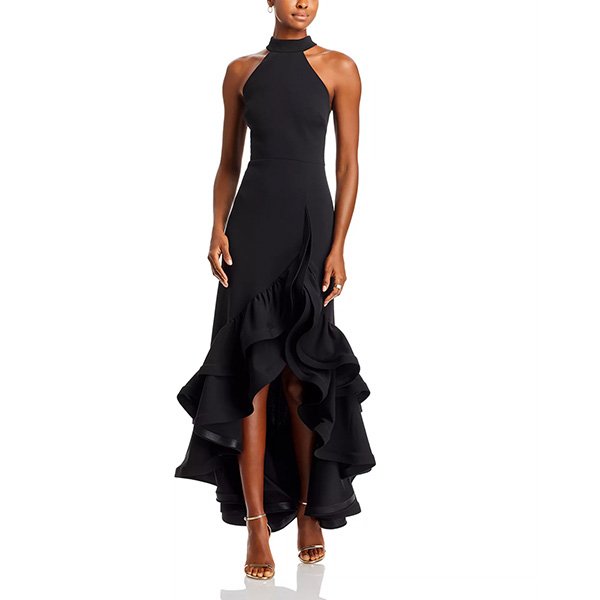 Mermaid Dress - Racerback Ruffle Black | AQUA