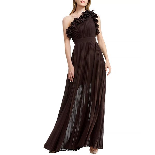 Pleated Ruffle Dress - Vida One Shoulder