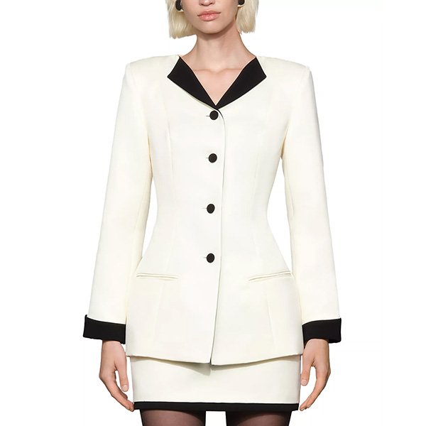 Contrast Trim Suit - Cream Black | Et Ochs