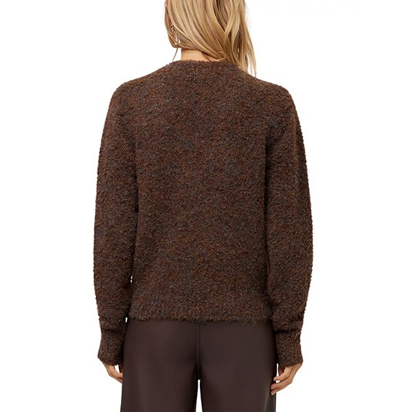 Fifteen Twenty crystal V neck sweater Wood brown back view showing relaxed fit