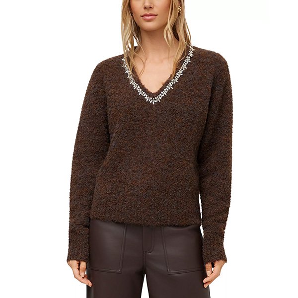 Crystal V Neck Sweater - Ash Wood Brown | Fifteen Twenty