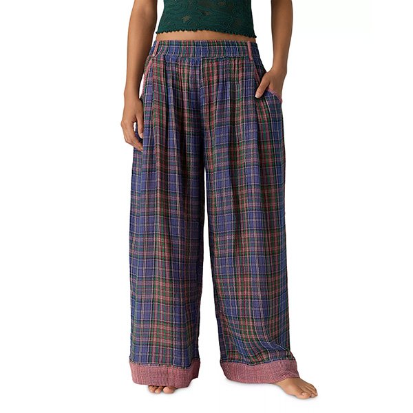 Plaid Lounge Pants - Wide Leg Cotton | Free People
